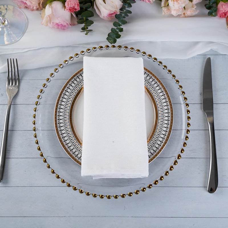 INFEI Solid Color Linen Blended Thin Dinner Cloth Napkins - Set of 12 (40 x 40 cm) - for Events & Home Use (White) - Image 3